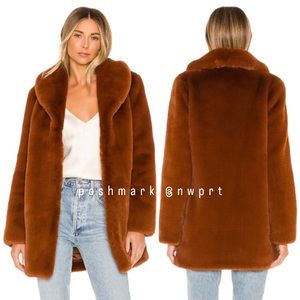 MAJORELLE 🦊 Tatiana Faux Fur Coat Jacket Chestnut Brown XXS XS 0 Tatianna